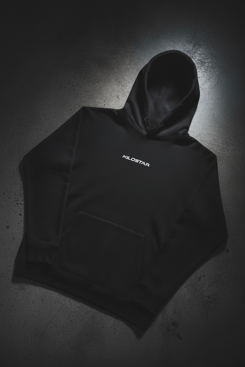KILOSTAR™ Hoodie Flow — Flat lay éditorial