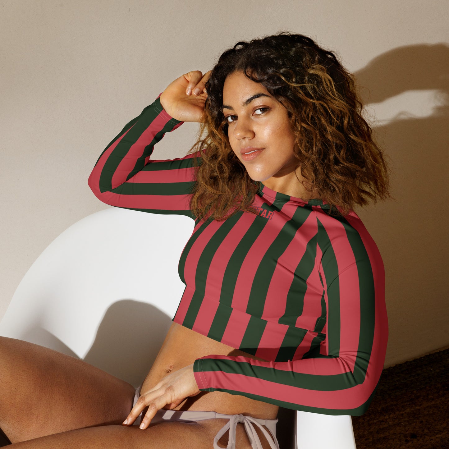 CROP TOP MILANO KILOSTAR™ — Blanc Face Gauche | Crop Top Manches Longues Streetwear
