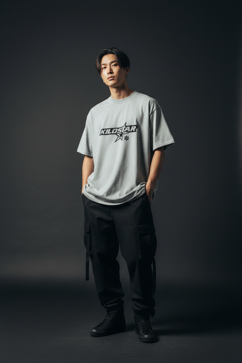 Photo éditoriale T-shirt Oversize Coton Bio KILOSTAR™ Kilo T キロスター