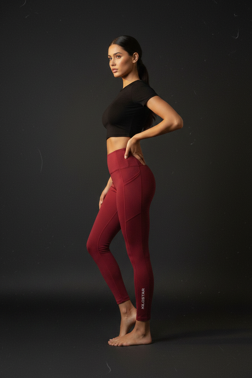 Photo éditoriale Leggings Taille Haute Compression KILOSTAR™ Red
