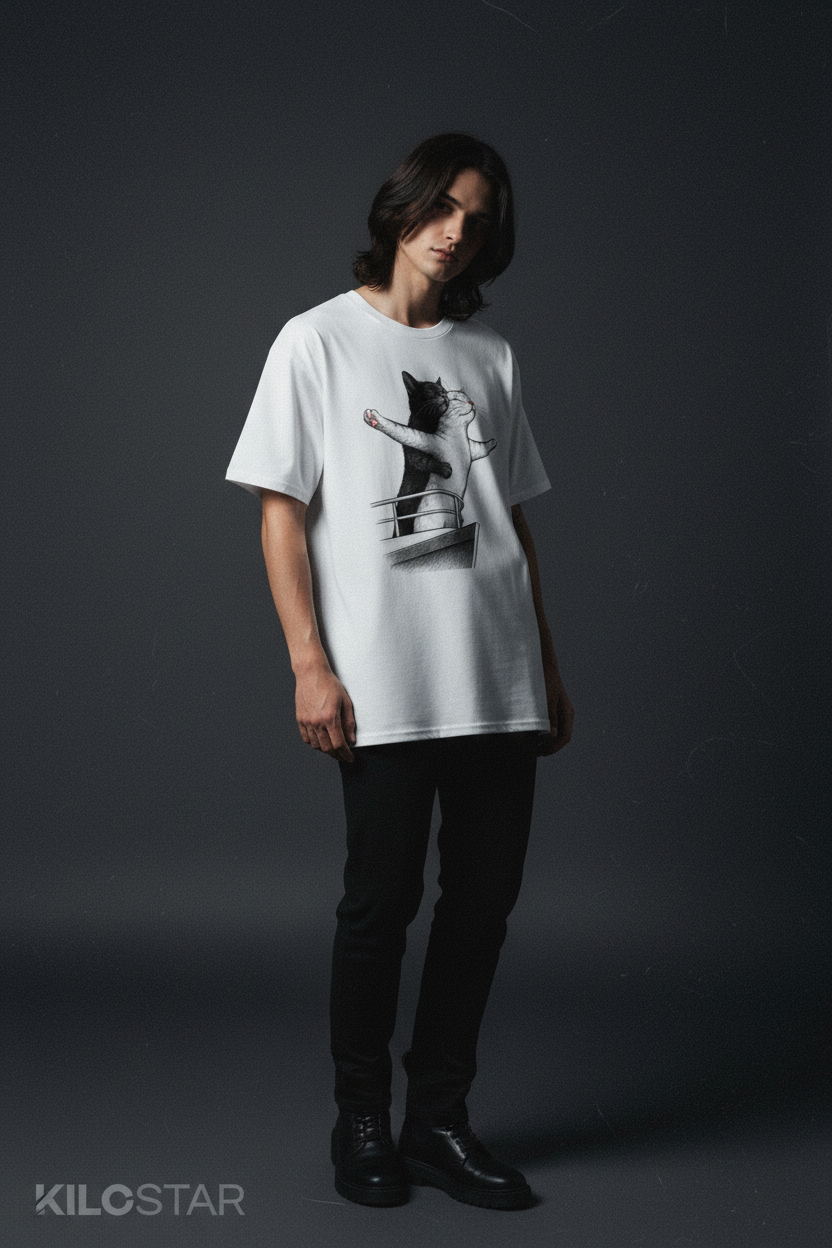 Photo éditoriale T-shirt Streetwear Coton Lourd KILOSTAR™ Kat