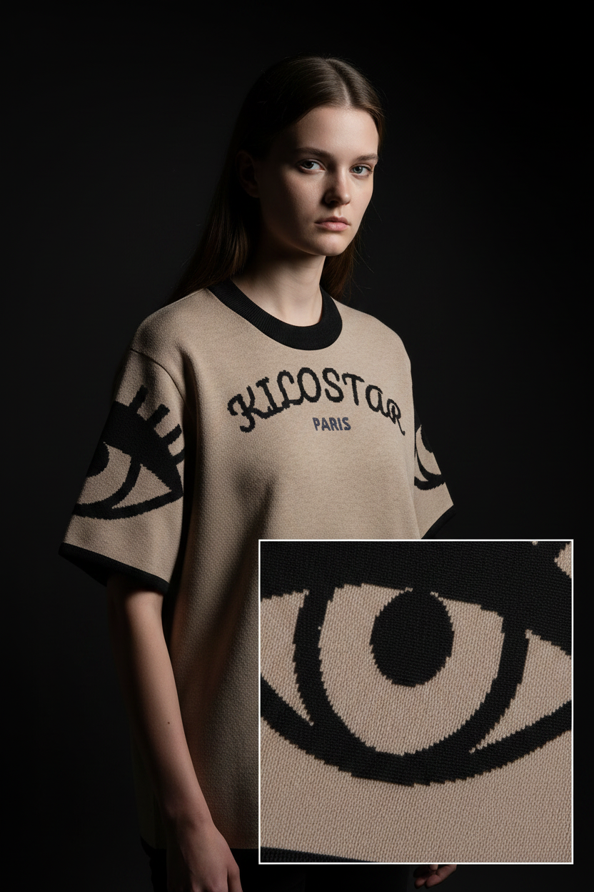KILO-T EYES EN MAILLE KILOSTAR™ — Close-up jacquard eyes | T-shirt Jacquard Édition Limitée